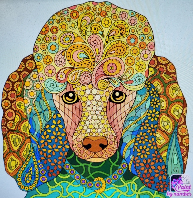 Chien coloré en style optique